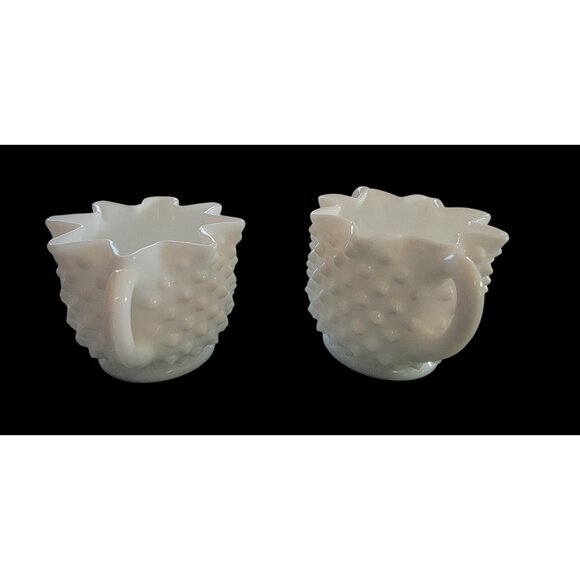Vintage Fenton Hobnail Milk Glass Creamer & Sugar Set - Picture 4 of 10